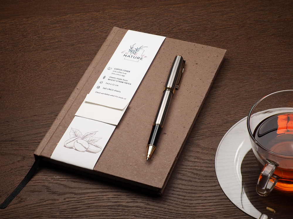 Logo trade promotional merchandise image of: Recycled Coffee Notebook 209733900