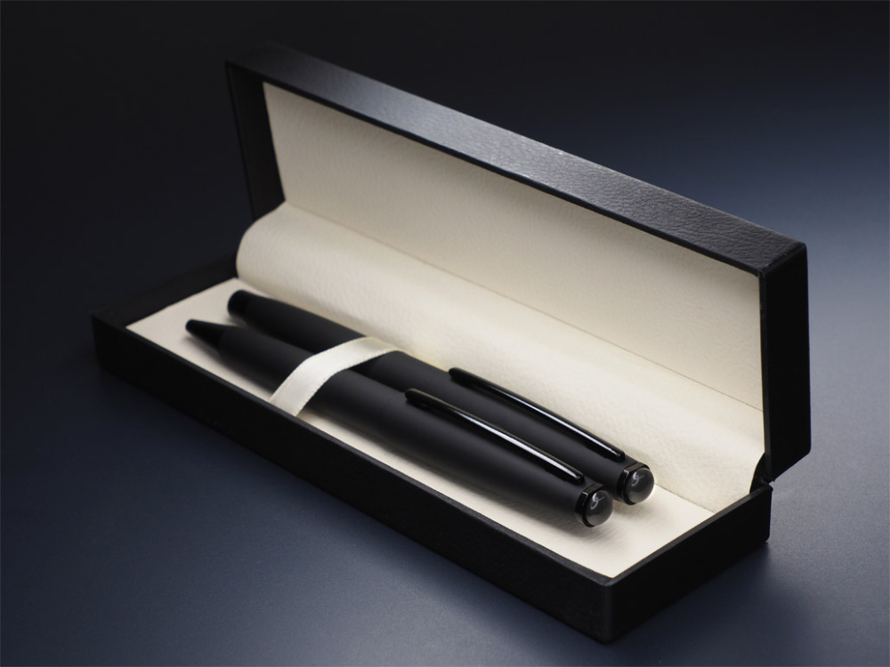 Logotrade promotional item picture of: Obsidian stone Pen set 1290036