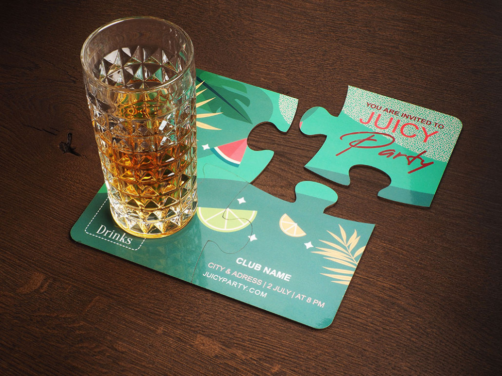 Logo trade corporate gifts image of: Set of 4 PUZZLE glass coasters 1835117