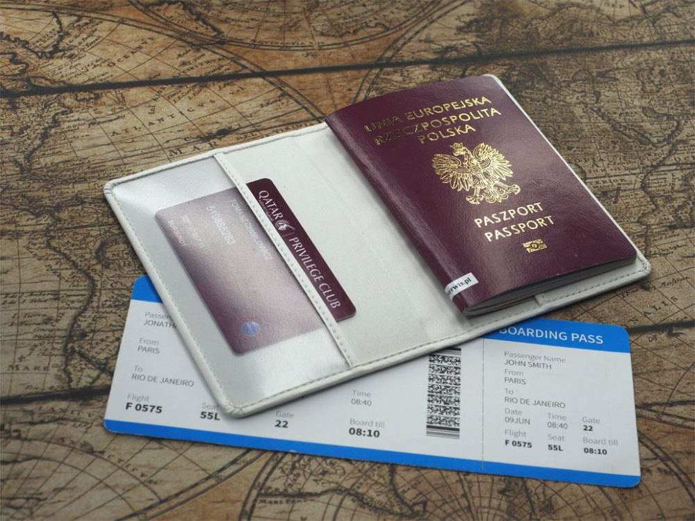 Logo trade corporate gifts image of: Passport case 209119