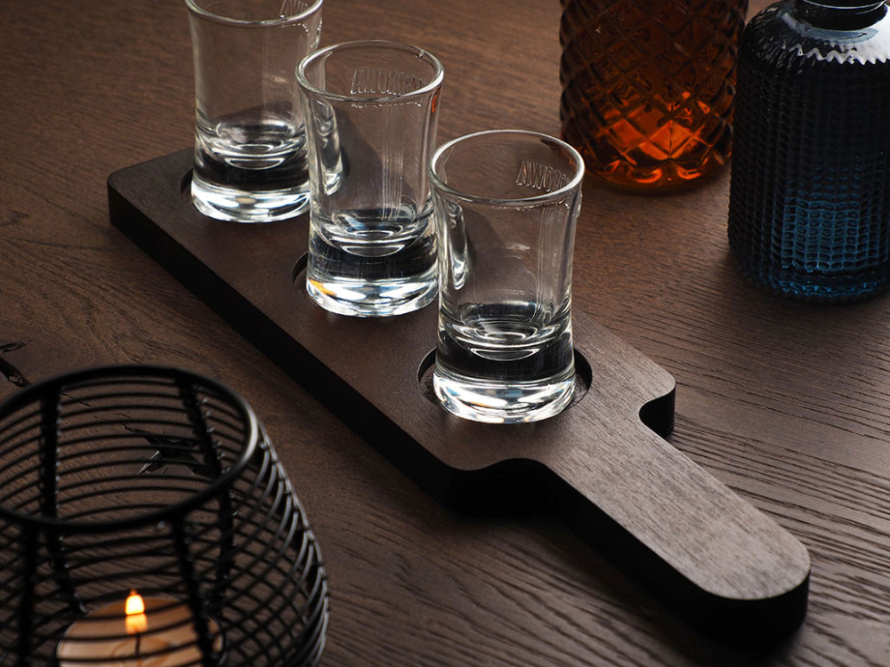 Logo trade promotional gifts picture of: Wooden 3 Shot Serving Board 1863121