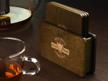 Logo trade advertising products image of: Wooden box with 4 coasters 1871121