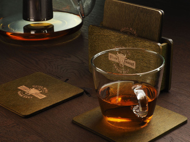 Logo trade promotional gift photo of: Wooden box with 4 coasters 1871121