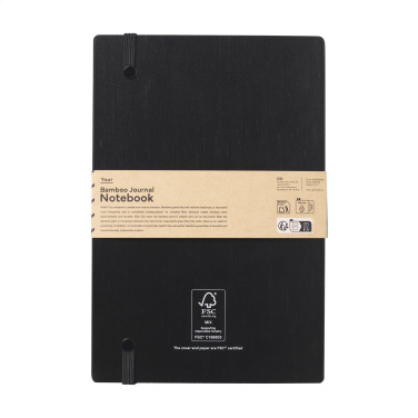 Logo trade promotional item photo of: Bamboo Journal Naked Spine Paper Notebook Black A5
