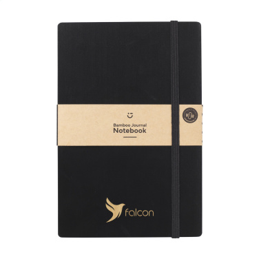 Logo trade corporate gifts image of: Bamboo Journal Naked Spine Paper Notebook Black A5