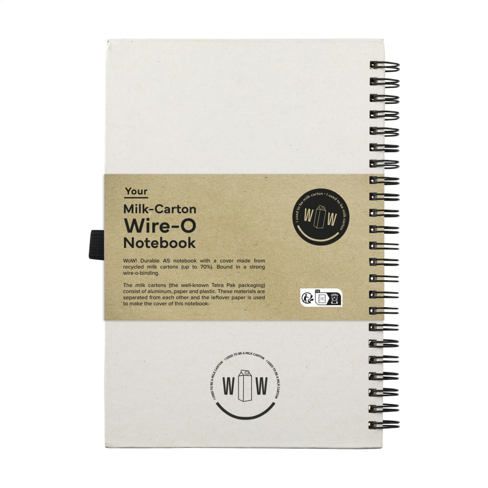 Logo trade promotional merchandise picture of: Milk-Carton Wire-O Paper Notebook A5