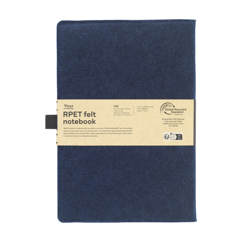 Logotrade promotional gift picture of: Felty GRS RPET Paper Notebook A5