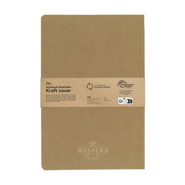 Logotrade promotional giveaway image of: Paper Notebook GRS Washable Kraft Cover A5