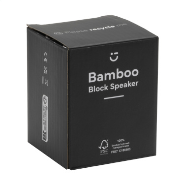 Logotrade promotional item image of: Bamboo Block Speaker with wireless charger