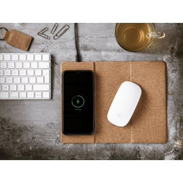 Logo trade promotional merchandise picture of: Cork Wireless Charging Mousepad