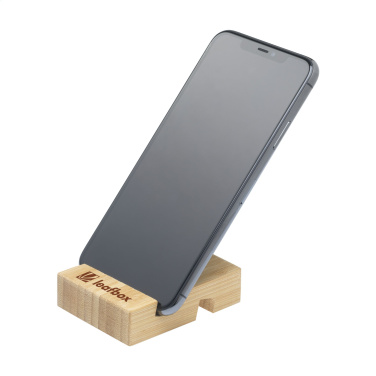 Logo trade promotional giveaways image of: Supporto Bamboo phone stand