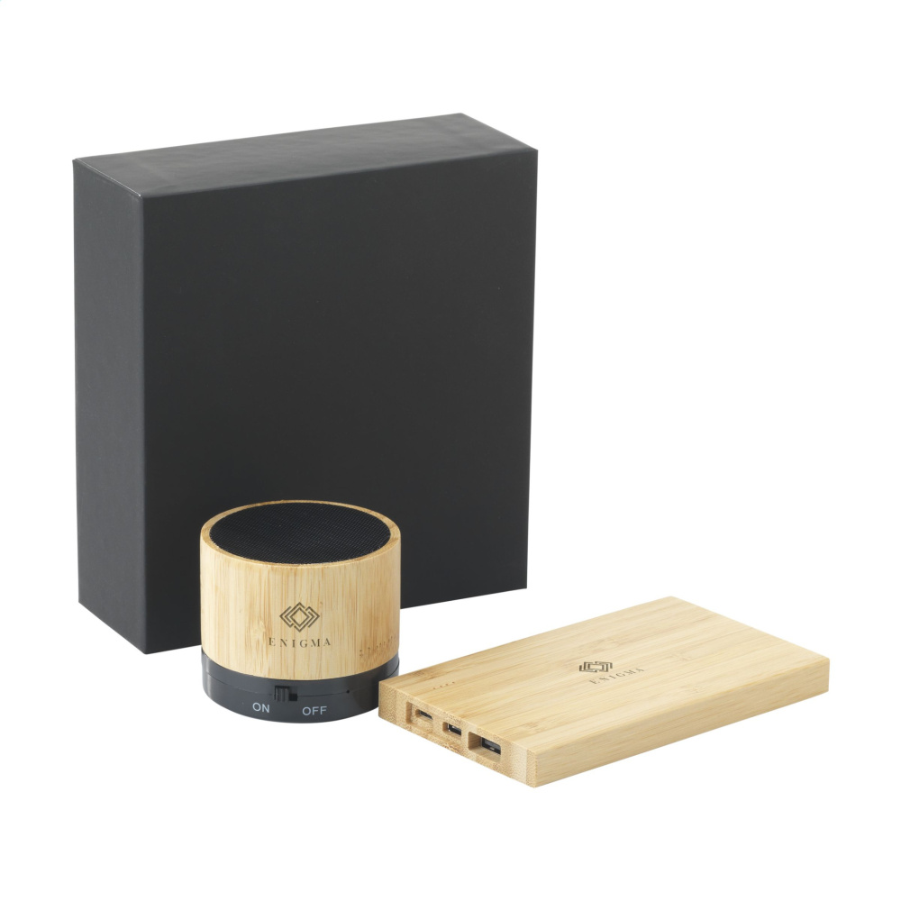Logotrade advertising product image of: PowerBox Bamboo gift set