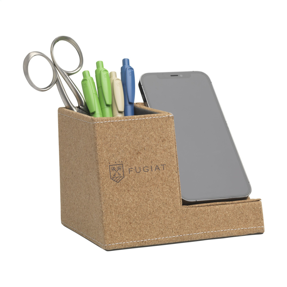 Logo trade promotional giveaways image of: Ecork Pen Holder Wireless Charger