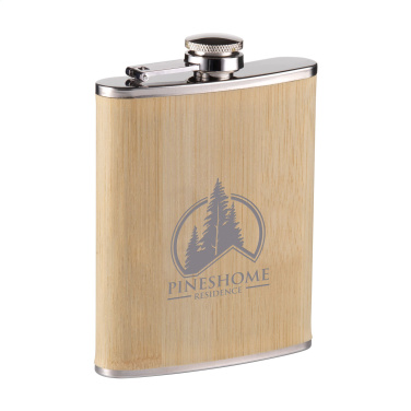 Logo trade promotional item photo of: Hipflask Bamboo 200 ml drinking bottle