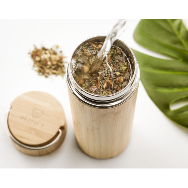 Logo trade promotional merchandise image of: Nikko 330 ml bamboo thermo bottle/thermo cup