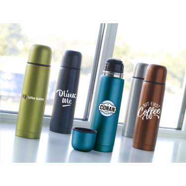 Logo trade promotional gifts image of: Frosted Bottle RCS Recycled Steel 500 ml thermo bottle