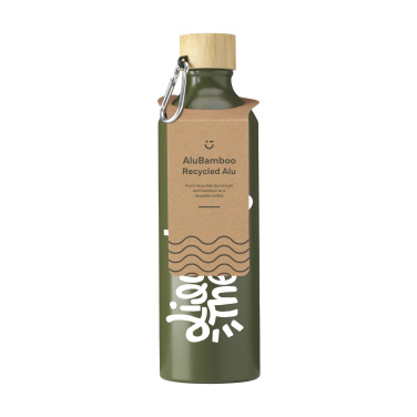 Logo trade promotional giveaway photo of: AluBamboo GRS Recycled Alu 750 ml water bottle