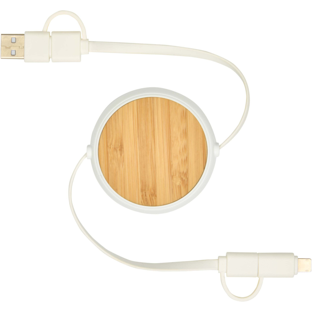 Logo trade advertising product photo of: Chechia 5-in-1 recycled plastic 100 cm retractable data sync and 45W fast charge cable