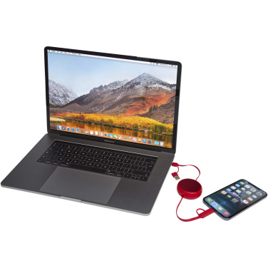 Logo trade corporate gifts picture of: Alasia 5-in-1 100 cm recycled plastic and aluminium retractable data sync and 45W fast charge cable