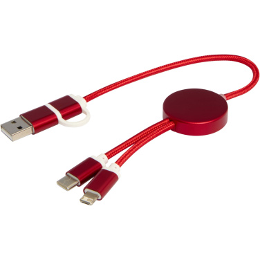 Logo trade corporate gifts image of: Alasia 5-in-1 recycled aluminium and plastic 30 cm data sync and 27W fast charge cable
