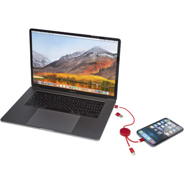 Logotrade advertising product picture of: Alasia 5-in-1 recycled aluminium and plastic 30 cm data sync and 27W fast charge cable