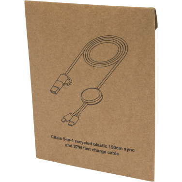 Logo trade advertising product photo of: Citala 5-in-1 recycled plastic 150 cm data sync and 27W fast charge cable