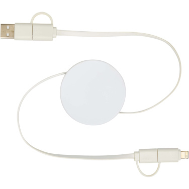 Logo trade advertising products picture of: Citala 5-in-1 recycled plastic 90 cm retractable data sync and 40W fast charge cable