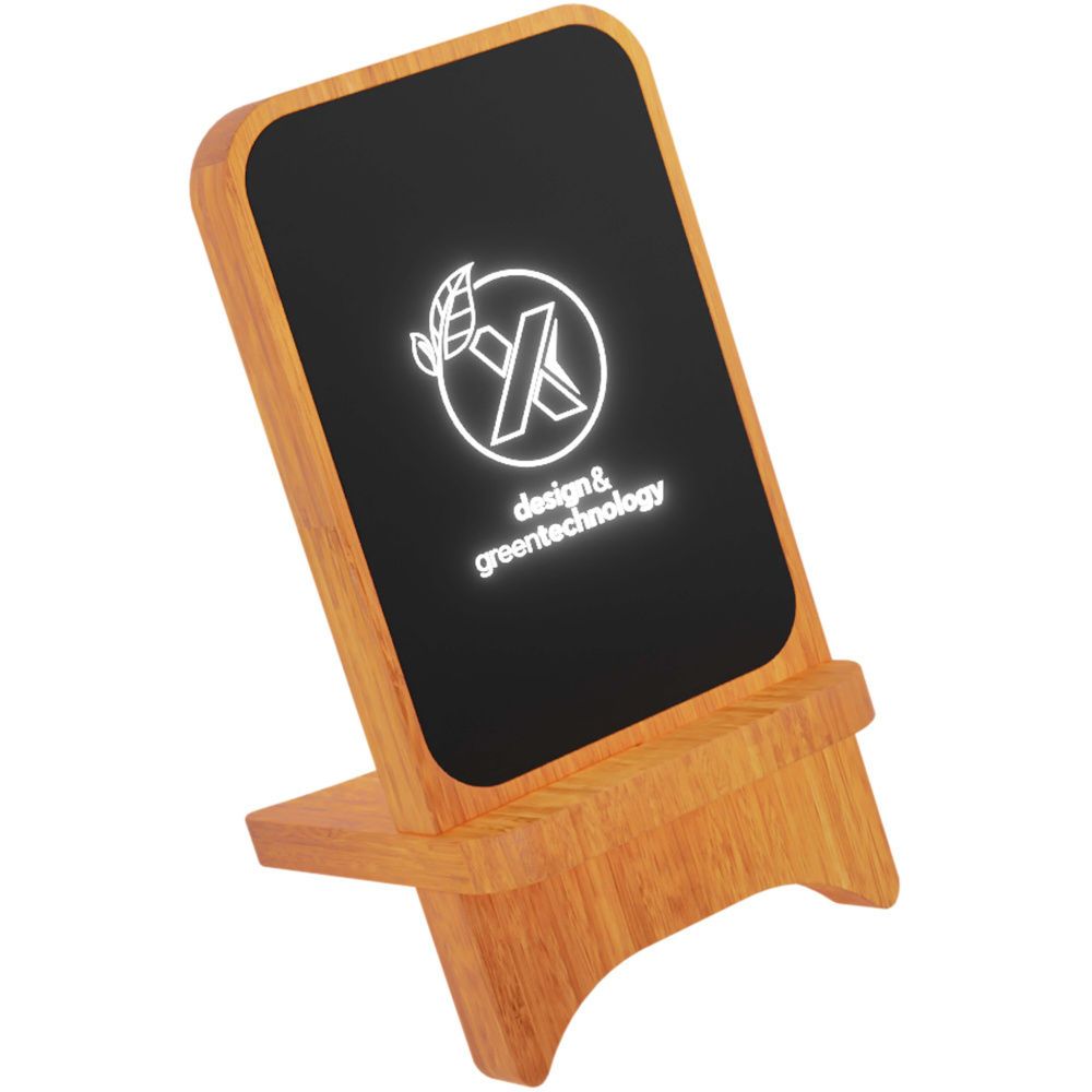 Logo trade promotional product photo of: SCX.design W16 10W light-up wireless wooden stand