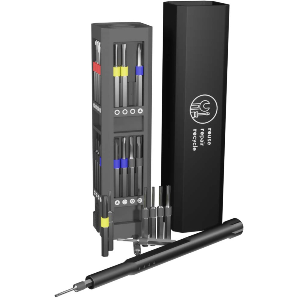 Logotrade advertising product image of: SCX.design T20 30-piece screwdriver and repair set in aluminium case
