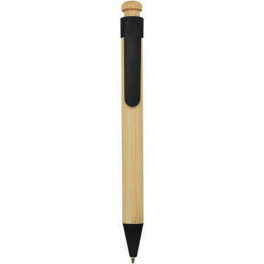 Logo trade promotional items image of: Rattan bamboo and recycled plastic ballpoint pen (black ink)