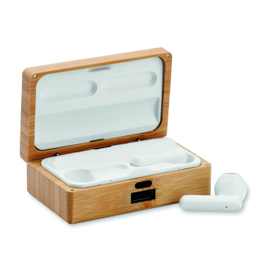 Logotrade promotional product picture of: TWS earbuds in bamboo case