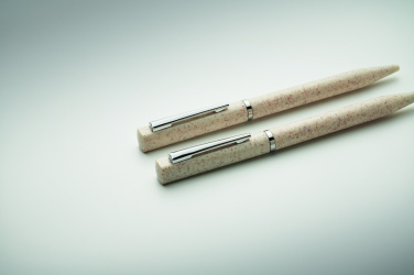 Logo trade corporate gifts picture of: Wheat straw/ABS twist pen set