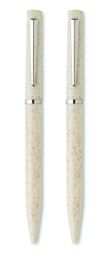 Logo trade corporate gift photo of: Wheat straw/ABS twist pen set