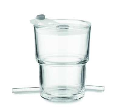 Logotrade advertising products photo of: Glass tumbler with straw 400ml