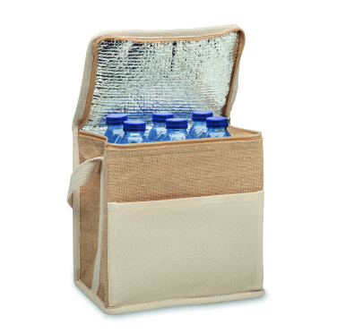 Logo trade promotional gifts picture of: Jute and canvas cooler bag 3L