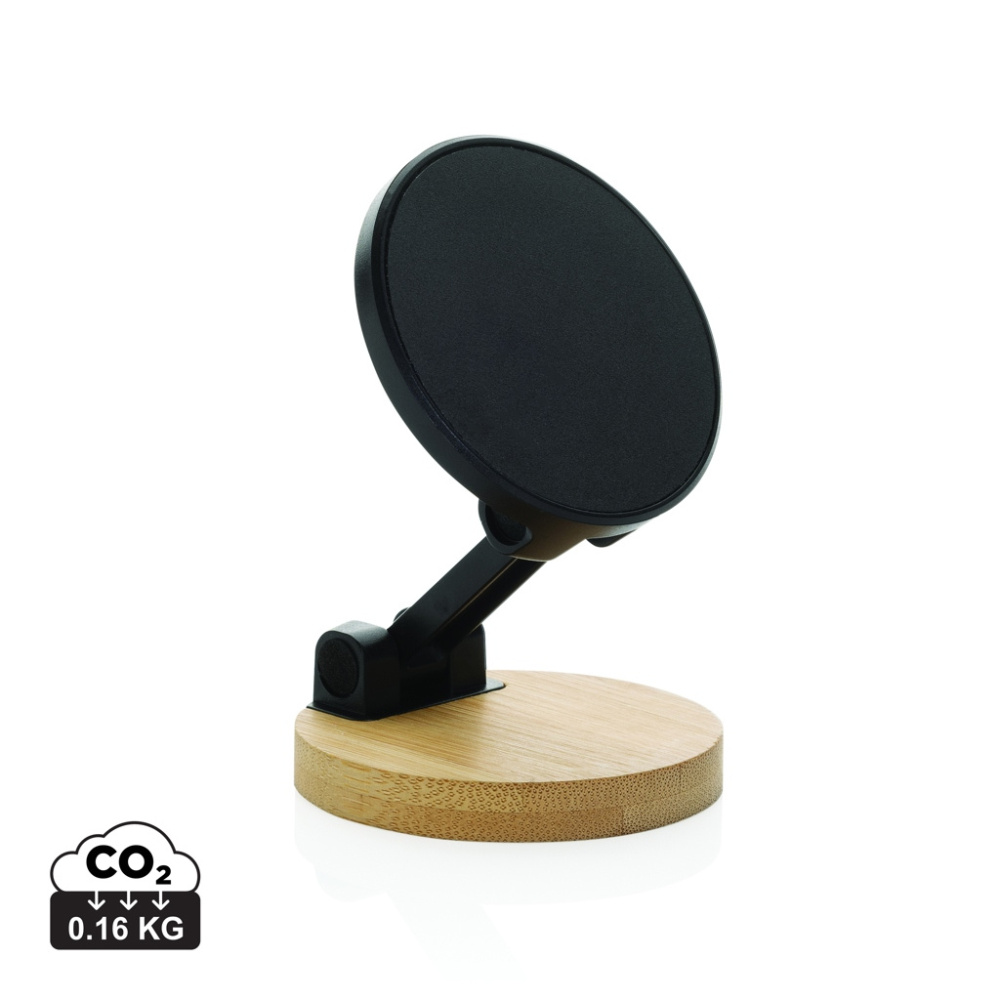 Logo trade promotional item photo of: Magmount RCS recycled plastic and bamboo phone stand