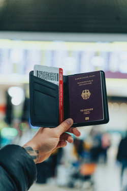 Logo trade promotional giveaway photo of: Trackmate RCS rpolyester passport holder worldwide locating