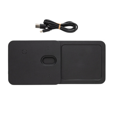 Logo trade promotional gifts picture of: Swiss Peak 3 in 1 RCS recycled PU wireless charger desk tray