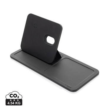 Logo trade promotional item photo of: Swiss Peak 3 in 1 RCS recycled PU wireless charger desk tray