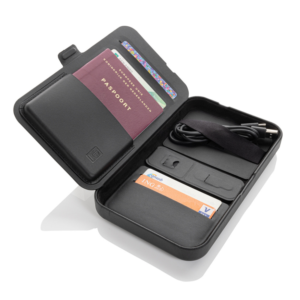 Logotrade promotional products photo of: Swiss Peak RCS recycled travel case with 3 in 1 charger