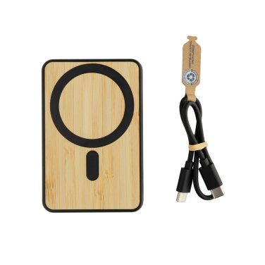 Logo trade promotional items picture of: Zen RCS rplastic 5000 mah 5W magnetic bamboo powerbank