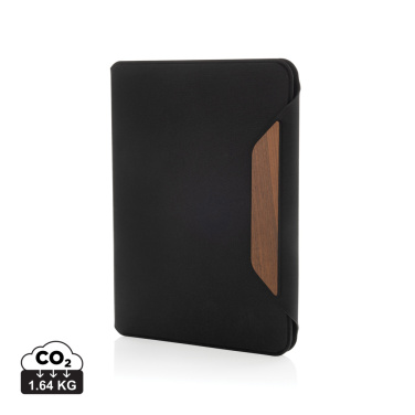 Logo trade promotional products image of: Teri AWARE™ RPET and walnut A5 portfolio