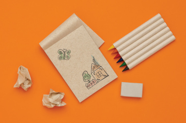 Logo trade promotional merchandise photo of: Micki GRS infinity 6pc coloring pencil set with notepad