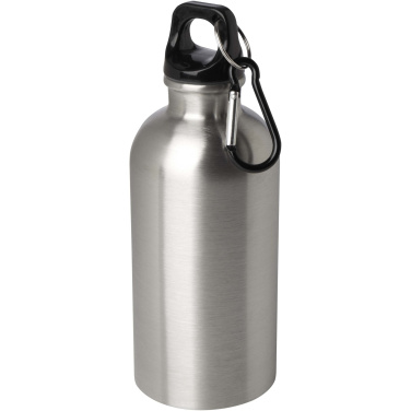 Logo trade promotional giveaways image of: Oregon 400 ml RCS certified single wall stainless steel water bottle with carabiner