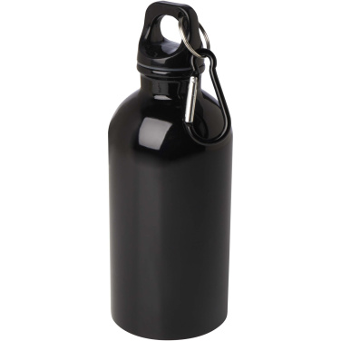 Logotrade promotional product picture of: Oregon 400 ml RCS certified single wall stainless steel water bottle with carabiner