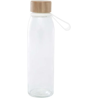 Logo trade advertising products image of: Porto 500 ml glass water bottle with silicone handle and bamboo lid
