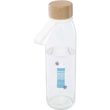 Logotrade promotional merchandise photo of: Porto 500 ml glass water bottle with silicone handle and bamboo lid