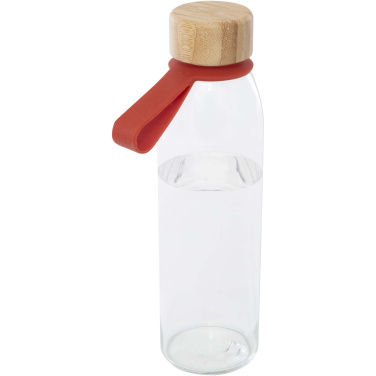 Logo trade promotional merchandise image of: Porto 500 ml glass water bottle with silicone handle and bamboo lid