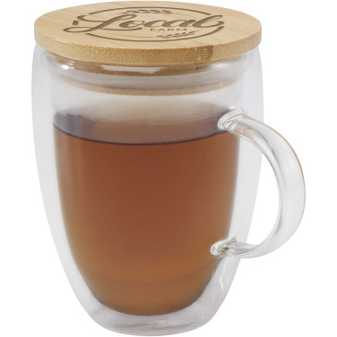 Logo trade corporate gift photo of: Leona 350 ml glass cup with bamboo lid