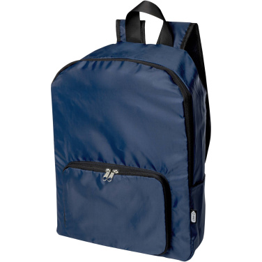 Logo trade advertising products image of: EcoFold RPET foldable backpack 15L